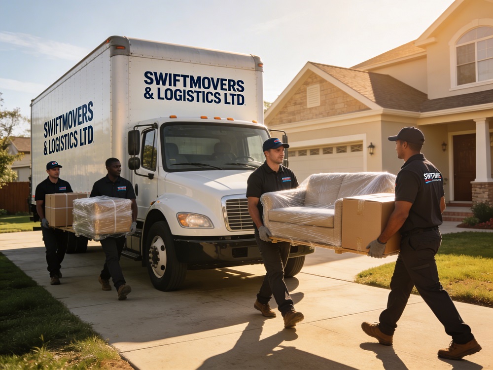 SwiftMovers & Logistics Ltd team handling a premium home move